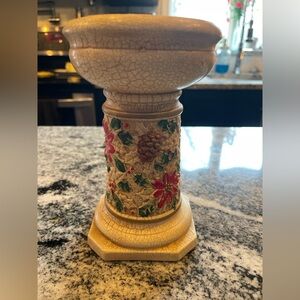 Vintage Fall/Winter Crackle Finish Candle Holder For Large Candles
